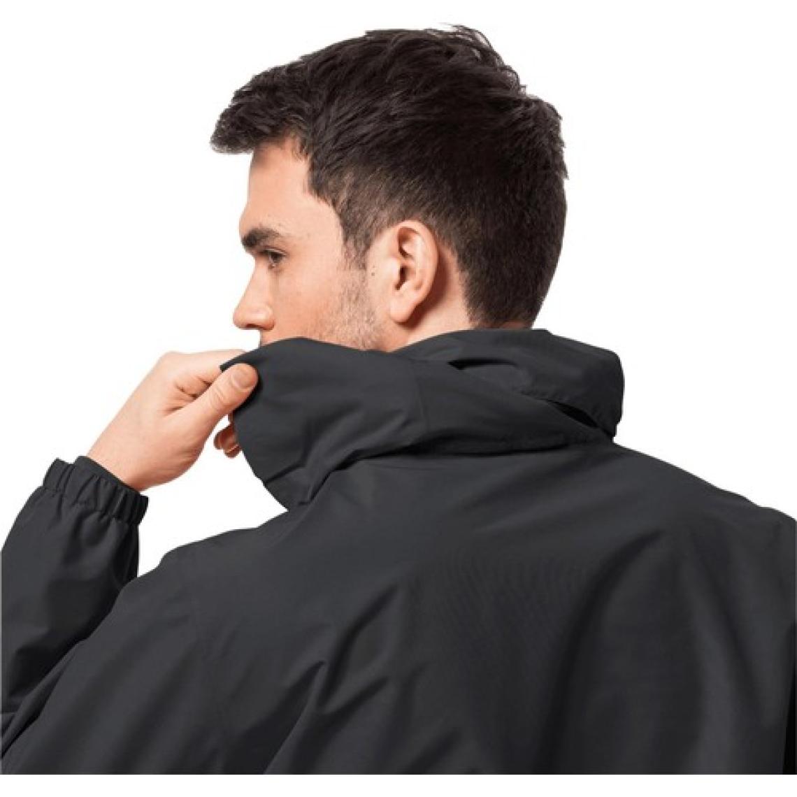 Jack Wolfskin Stormy Point 2L 1111142-6000 Kapüşonlu Siyah Erkek Outdoor Mont