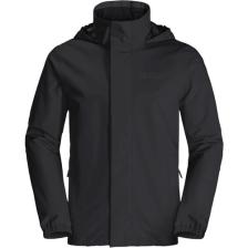 Jack Wolfskin Stormy Point 2L 1111142-6000 Kapüşonlu Siyah Erkek Outdoor Mont