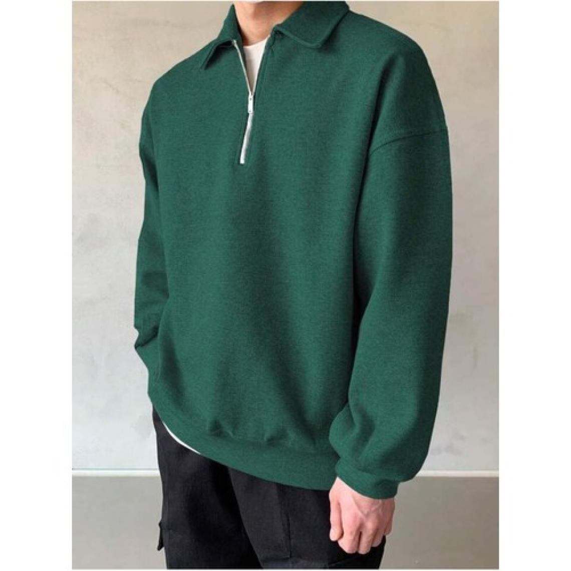 Genius Store Genıus Store erkek Polo Yaka Oversize Sweatshirt Yarım Fermuar Sweatshirt