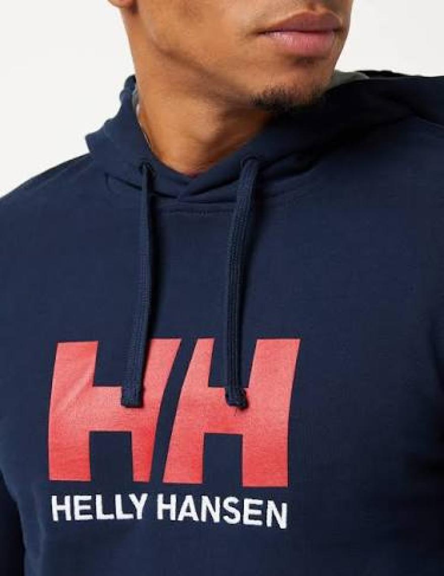 Helly Hansen HH Erkek Lacivert Baskılı Kapüşonlu Sweatshirt