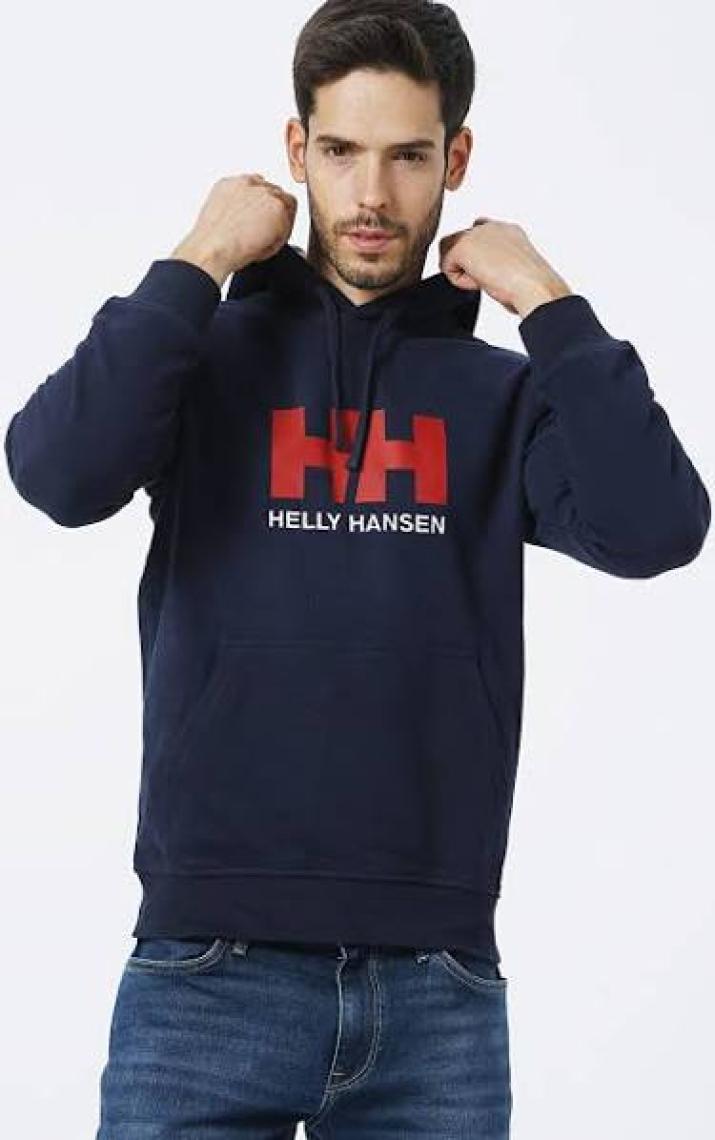 Helly Hansen HH Erkek Lacivert Baskılı Kapüşonlu Sweatshirt