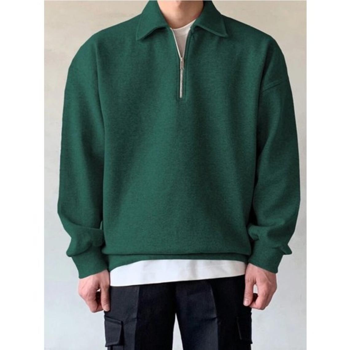 Genius Store Genıus Store erkek Polo Yaka Oversize Sweatshirt Yarım Fermuar Sweatshirt