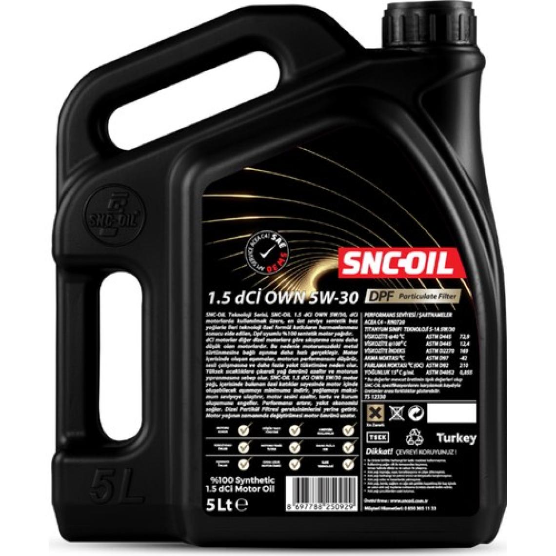 SNC-Oil 1.5 dCİ OWN 5W-30 5 lt Motor Yağı - 2023