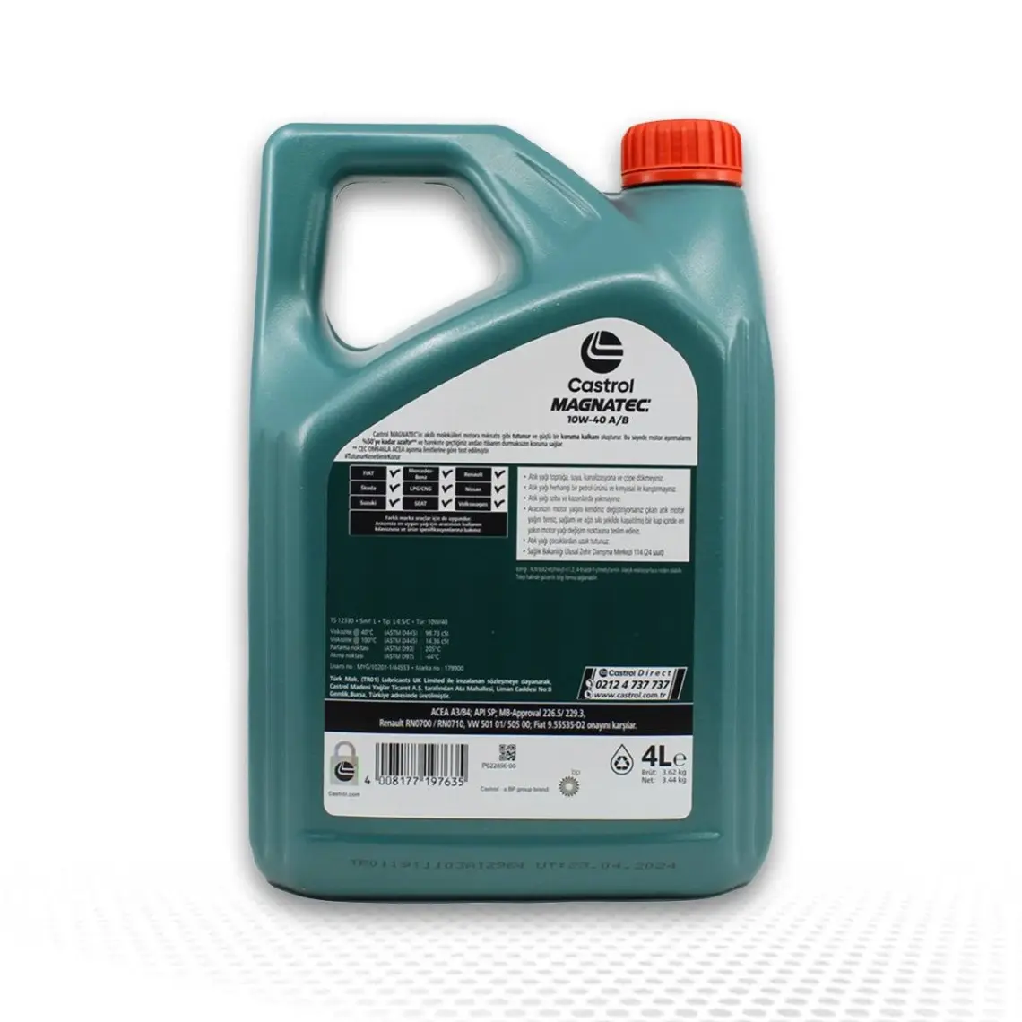 Castrol Magnatec 10W-40 Motor Yağı 4 Lt - ACEA A3/B4 API SL/CF, Akıllı Molekül Teknolojisi ile Gelişmiş Motor Koruması