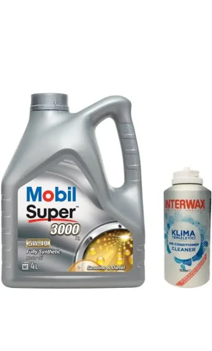 Mobil Super 3000 X1 5W40 Motor Yağı 4 lt (Üretim Yılı 2023) + Interwax Klima Temizleyici