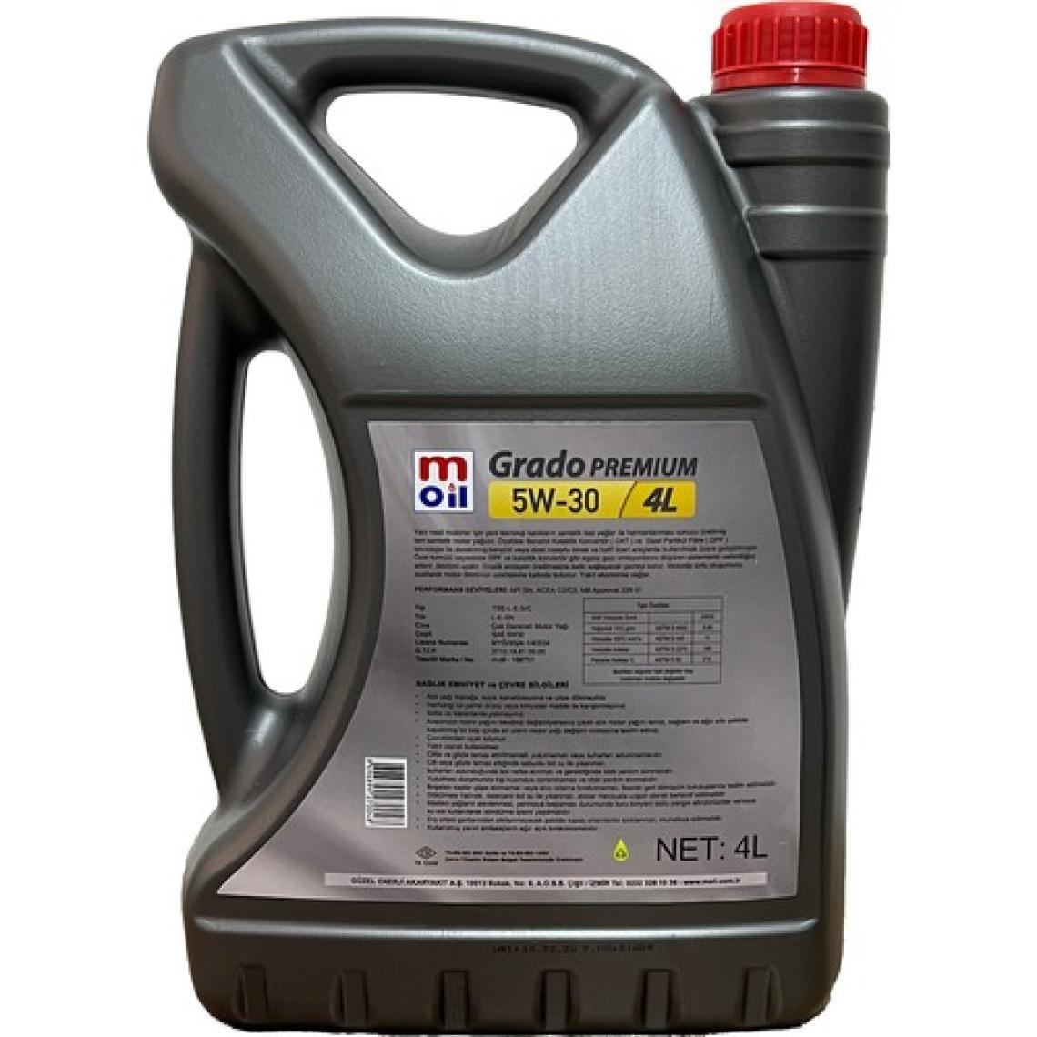 Moil Grado Premium 5W-30 4 Litre Partiküllü Motor Yağı ( Üretim Yılı : 2023 )