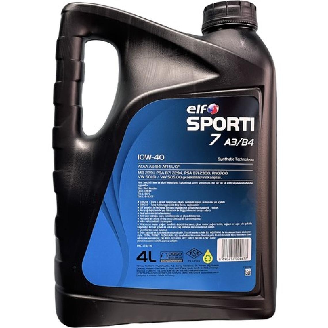Elf Sporti 7 10W-40 A3/B4 4 lt Motor Yağı - 2023