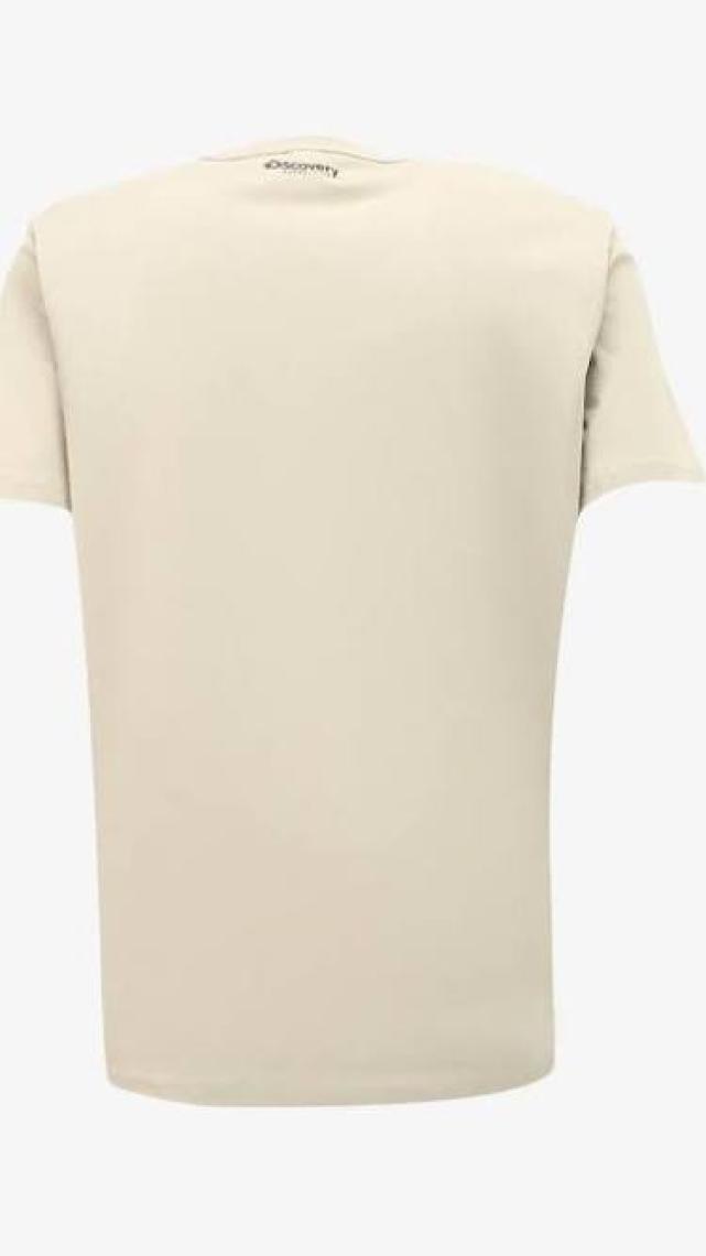 Discovery Expedition Bej Erkek Bisiklet Yaka Relaxed Baskılı T-Shirt D4SM-TST3258