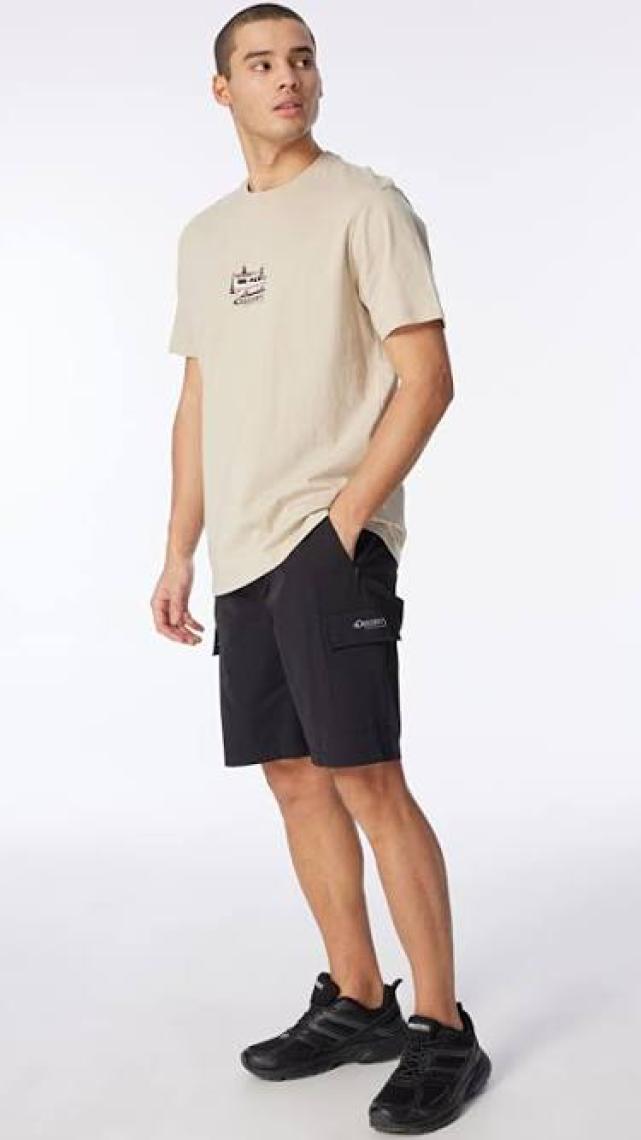 Discovery Expedition Bej Erkek Bisiklet Yaka Relaxed Baskılı T-Shirt D4SM-TST3258