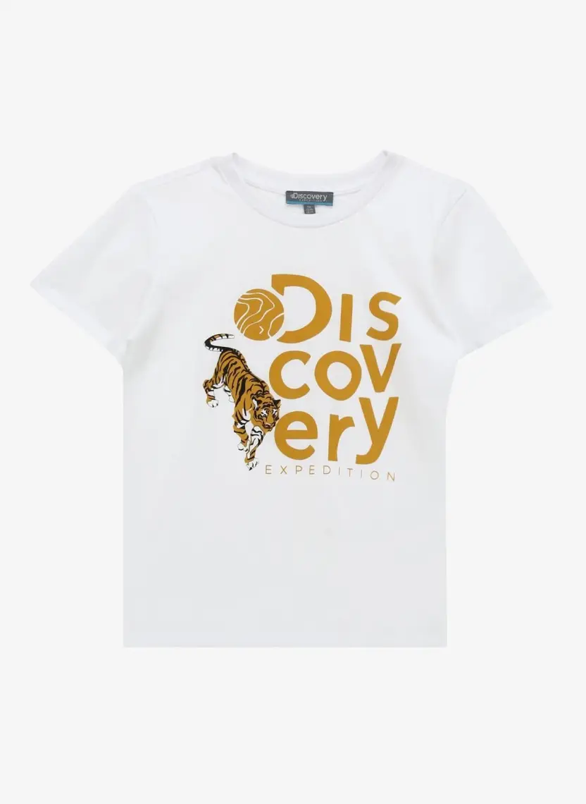Discovery Expedition Baskılı Kırık Beyaz  T-Shirt D4SU-TST 3303