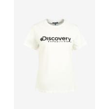 Discovery Expedition Beyaz Kadın Bisiklet Yaka Baskılı T-Shirt D3WL-TST1