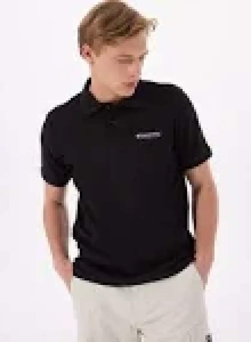 Discovery Expedition Siyah Erkek Polo Yaka Basic Polo T-Shirt D4SM-TST3283