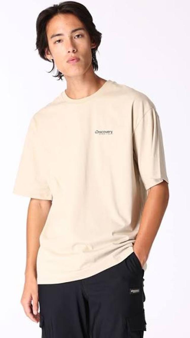 Discovery Expedition Bej Erkek Bisiklet Yaka Loose Fit T-Shirt D4SM-TST3257
