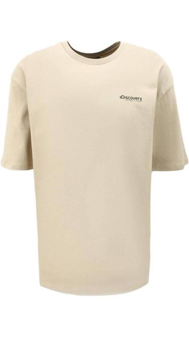 Discovery Expedition Bej Erkek Bisiklet Yaka Loose Fit T-Shirt D4SM-TST3257