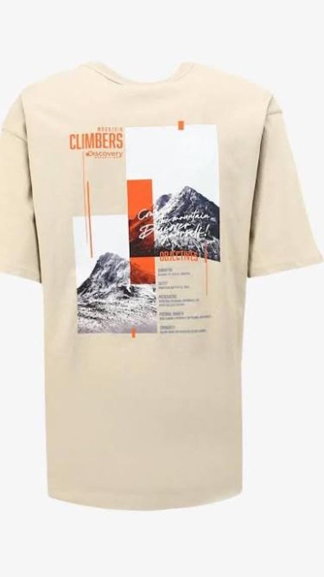 Discovery Expedition Bej Erkek Bisiklet Yaka Loose Fit T-Shirt D4SM-TST3257