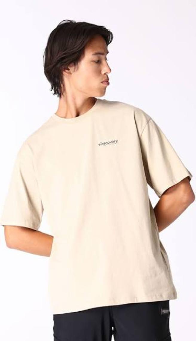 Discovery Expedition Bej Erkek Bisiklet Yaka Loose Fit T-Shirt D4SM-TST3257