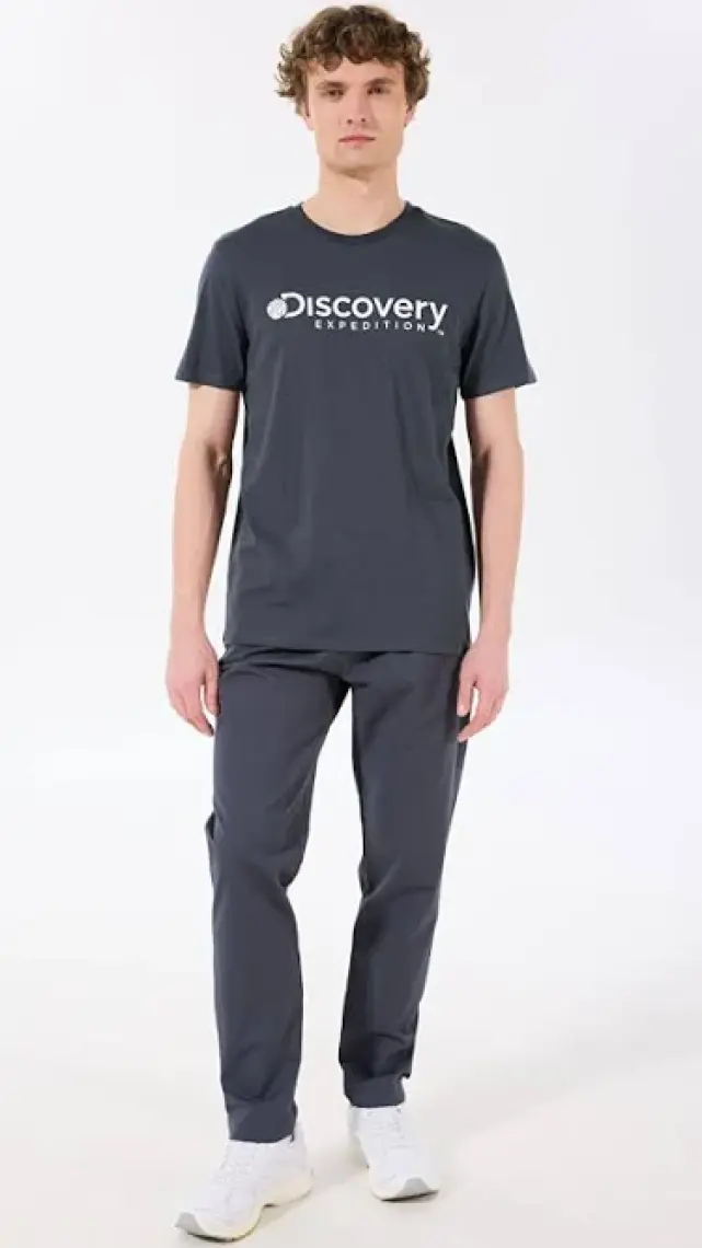 Discovery Expedition Antrasit Erkek Bisiklet Yaka T-Shirt D4SM-TST3290