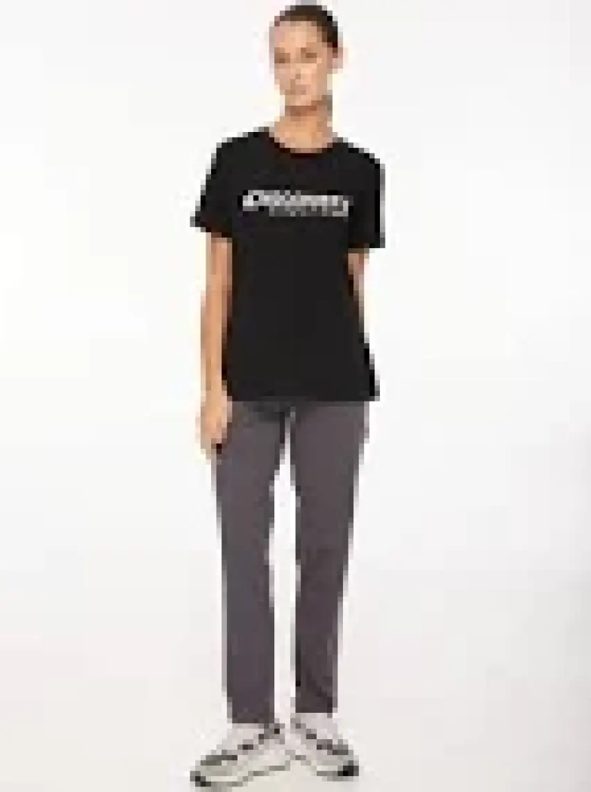 Discovery Expedition Siyah Kadın Bisiklet Yaka Baskılı T-Shirt D3WL-TST1