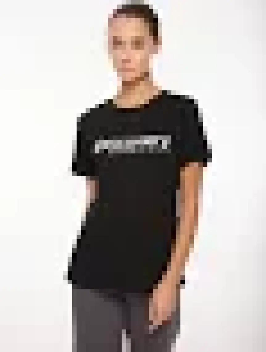 Discovery Expedition Siyah Kadın Bisiklet Yaka Baskılı T-Shirt D3WL-TST1
