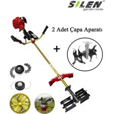 Silen Benzinli Yan Tırpan + 2 Adet Toprak Çapalama Aparatı + Zincirli Başlık