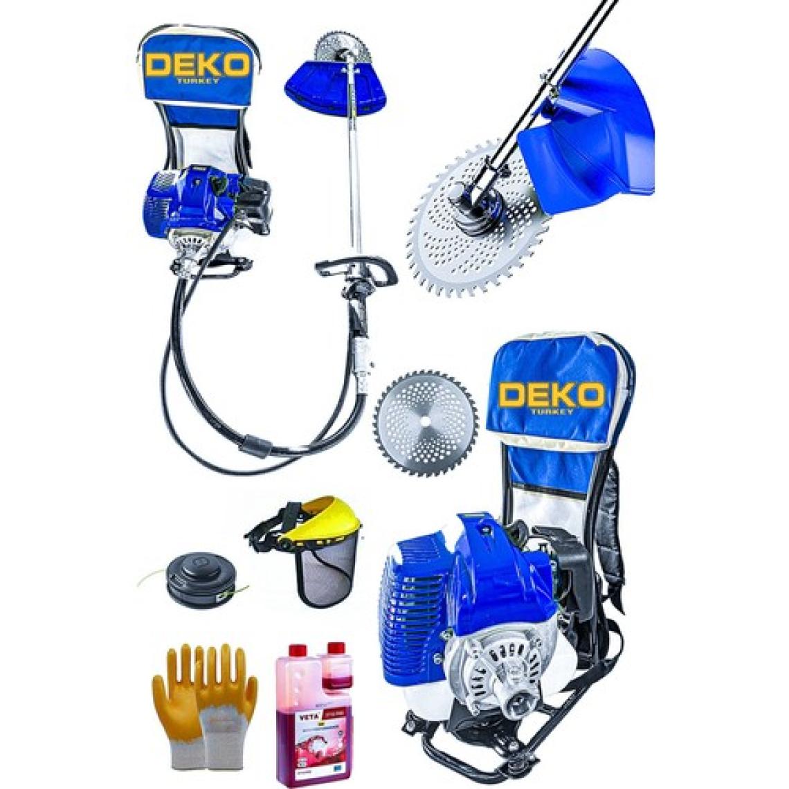 Deko Turbo Motor 2zamanlı Sırt Tipi Tırpan Makinesi Çayır Ot Çalı Çim Biçme 63CC 7.9hp +Disk Eldiven Yağ