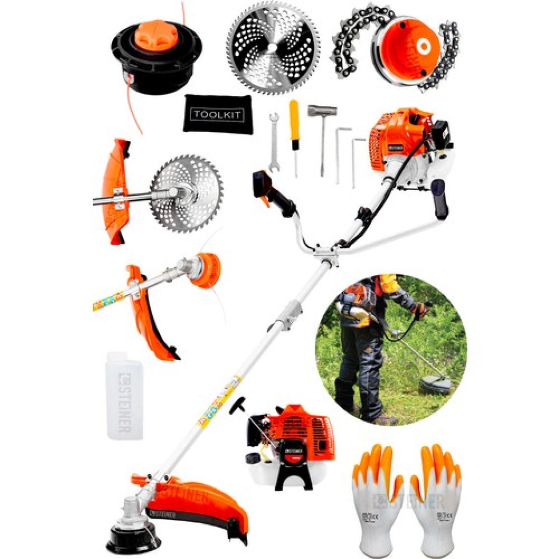 Steiner Alman 16 Hp Tam Profesyonel Yan Tipi Benzinli Tırpan Ot Çalı Çim Biçme Makinesi + Canavar Başlık