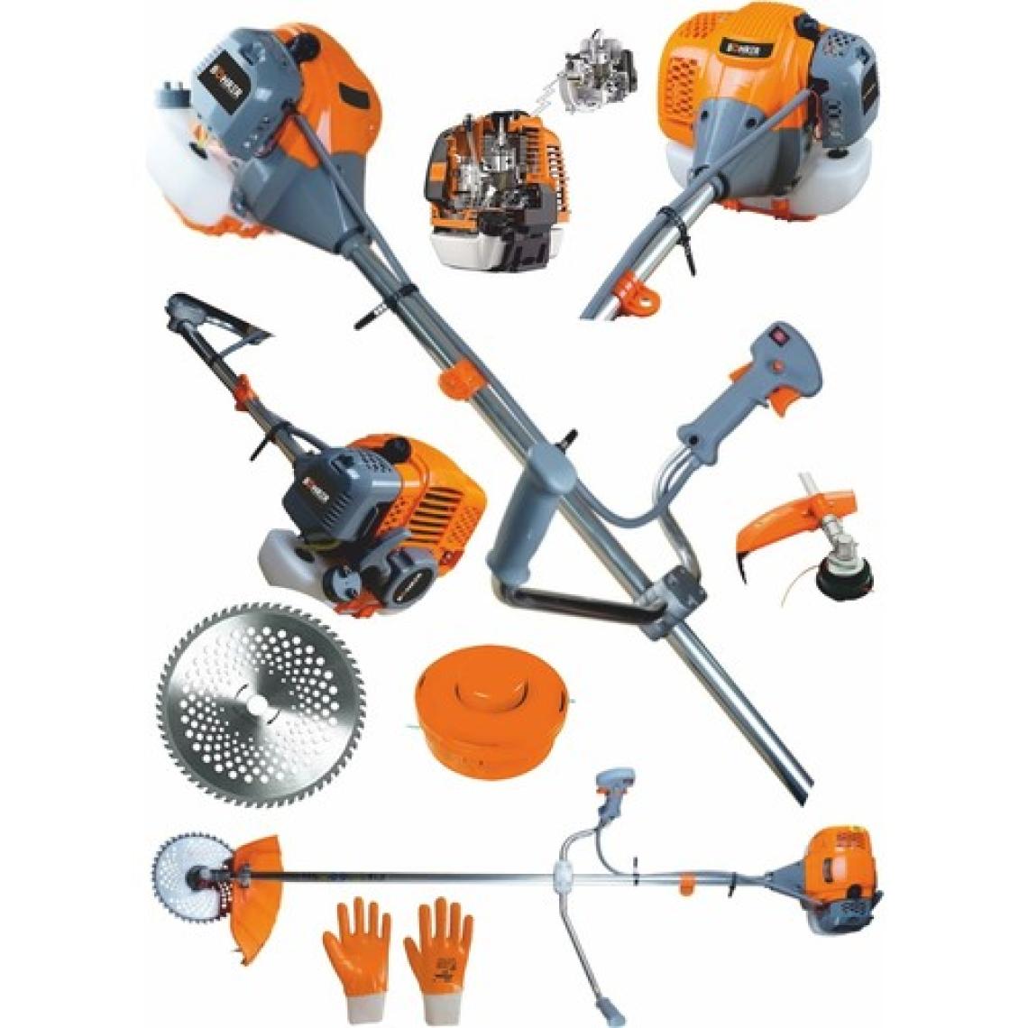 Böhrer Pross Dark Orange Profesyonel 3.5 Hp Yan Tipi Benzinli Ot Çalı Çim Biçme Makinesi Tırpanı + Eldiven