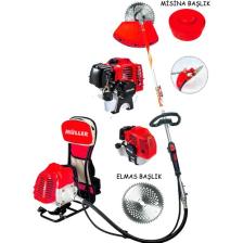 Müller Germany 9,9 Hp Dc Motor Korumalı Metal Şanzuman Sırt Tipi Benzinli Çalı Çim Biçme Tırpan Motoru