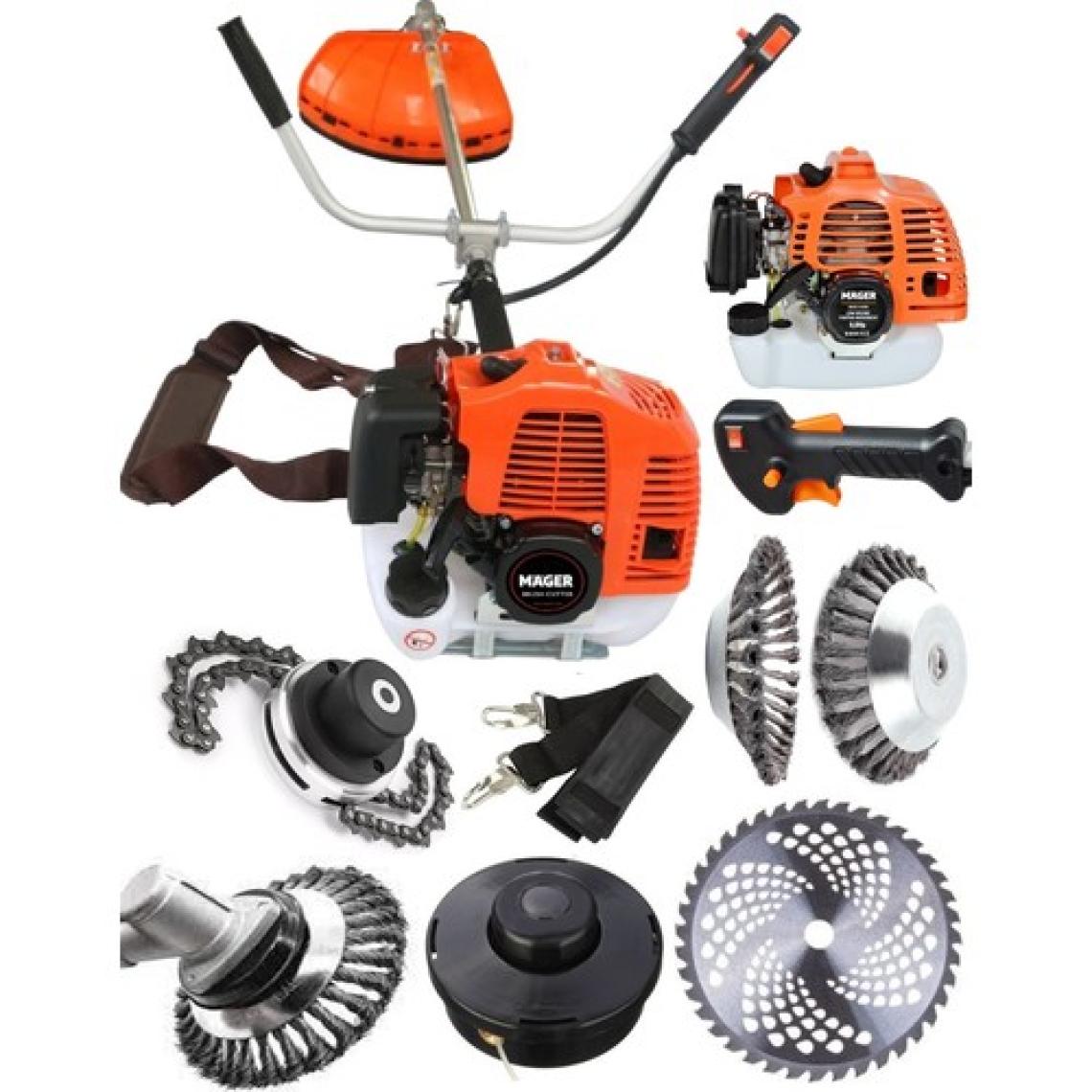 Mager 52CC 9,9 Hp Benzinli Tırpan Full 4 Başlıklı Aksesuarlı Çim Biçme Makinası