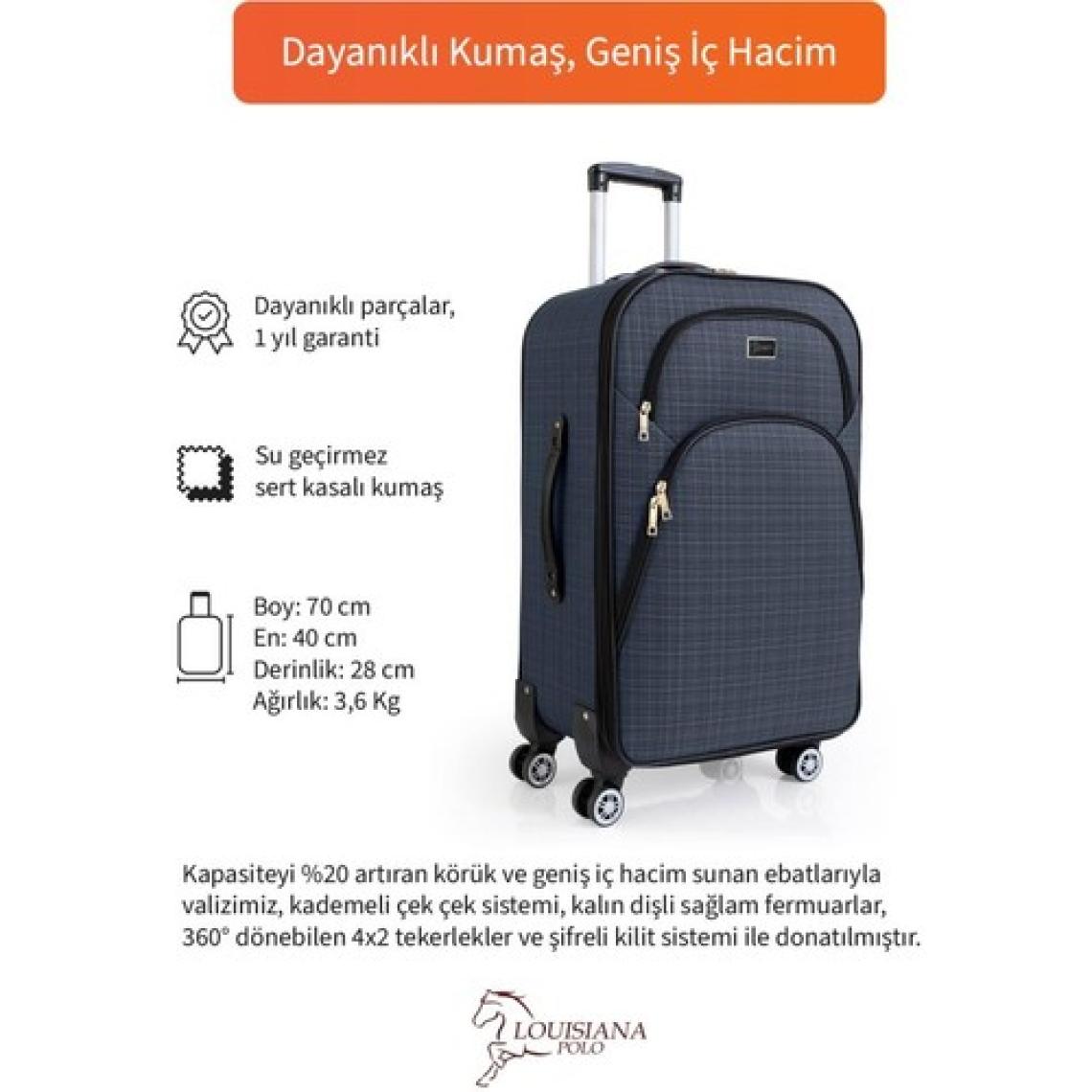 Orta Boy 4 Teker Kumaş Valiz Lacivert 1081