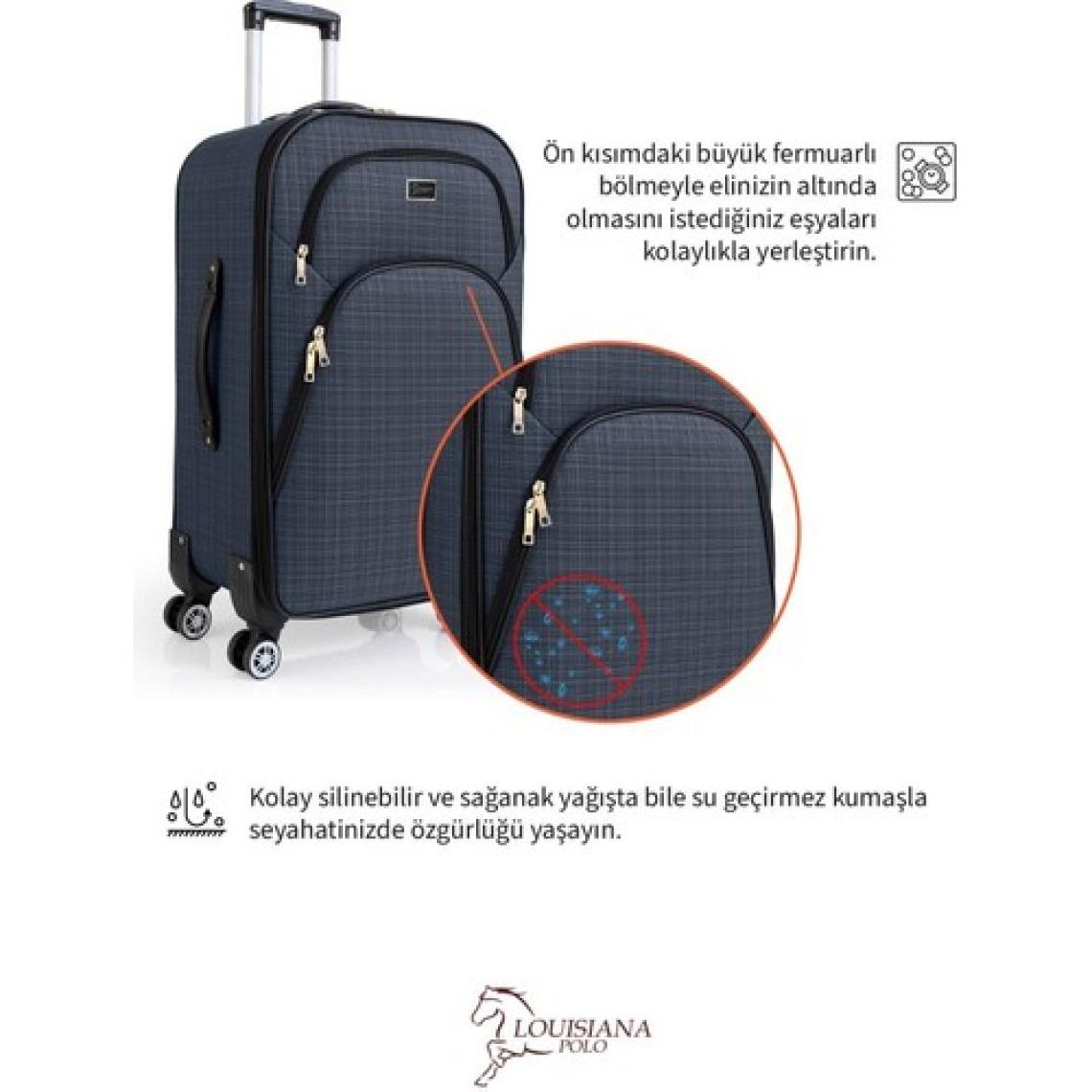 Orta Boy 4 Teker Kumaş Valiz Lacivert 1081