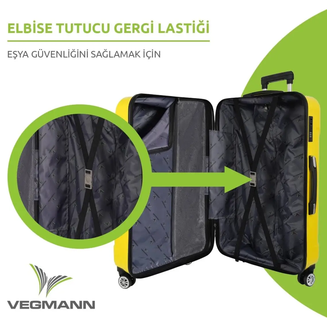 Vegmann Vela Sarı 3 Lü Valiz Seti