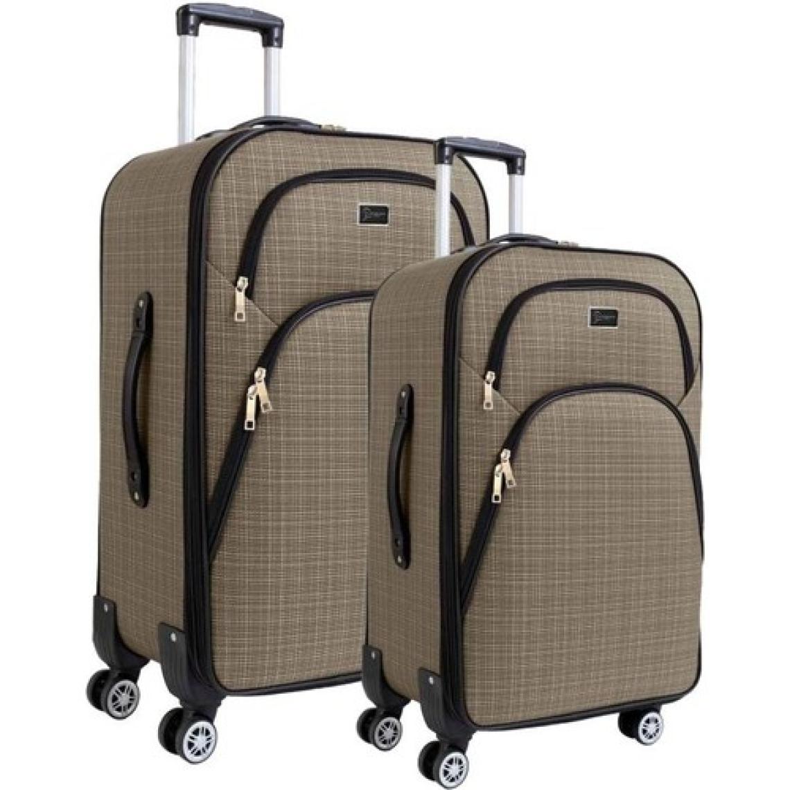 Büyük ve Orta Boy Valiz Seti 4 Teker Kumaş Valiz Bej 1081