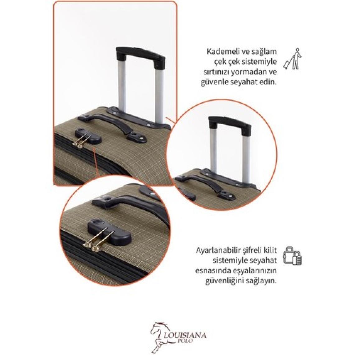 Büyük ve Orta Boy Valiz Seti 4 Teker Kumaş Valiz Bej 1081