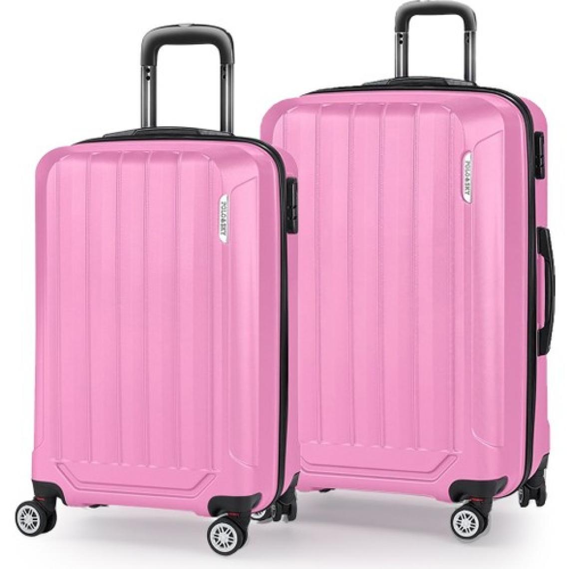 Polo&Sky Spring Model Pembe Renk 2'li Valiz Seti Kabin+Orta