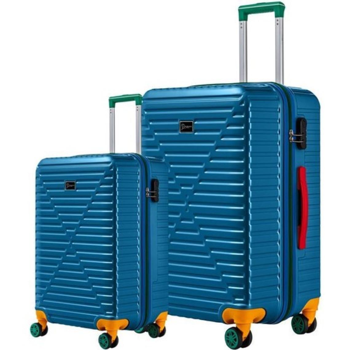 Orta Ve Kabin Boy 2'li Valiz Seti %100 Polikarbon Valiz 4x2 Teker Mavi 1088