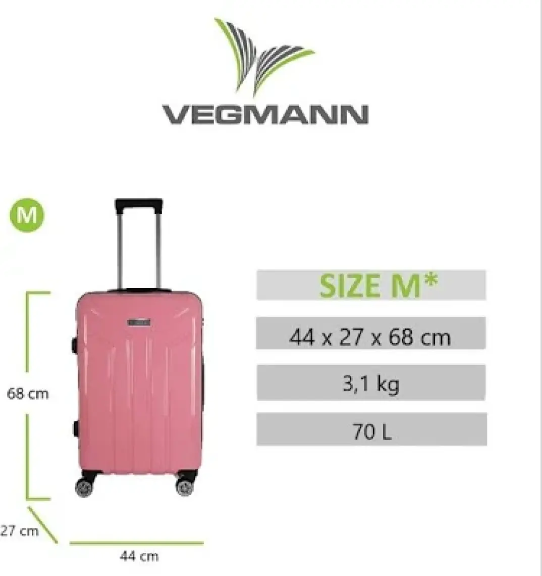 Vegmann Vela Pembe Orta Boy Valiz