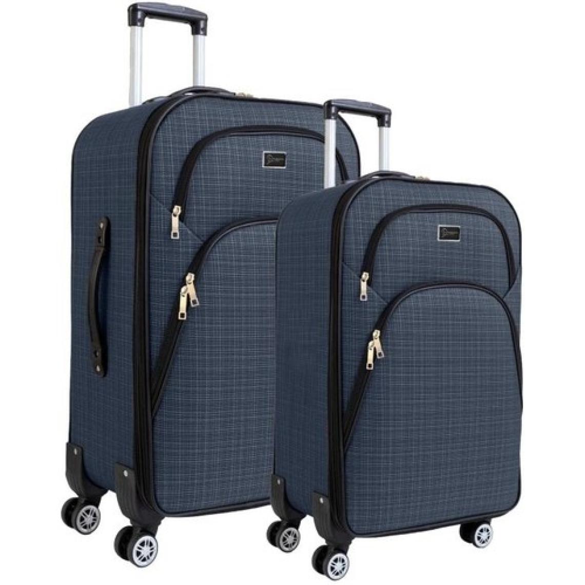 Orta ve Kabin Boy Valiz Seti 4 Teker Kumaş Valiz Lacivert 1081
