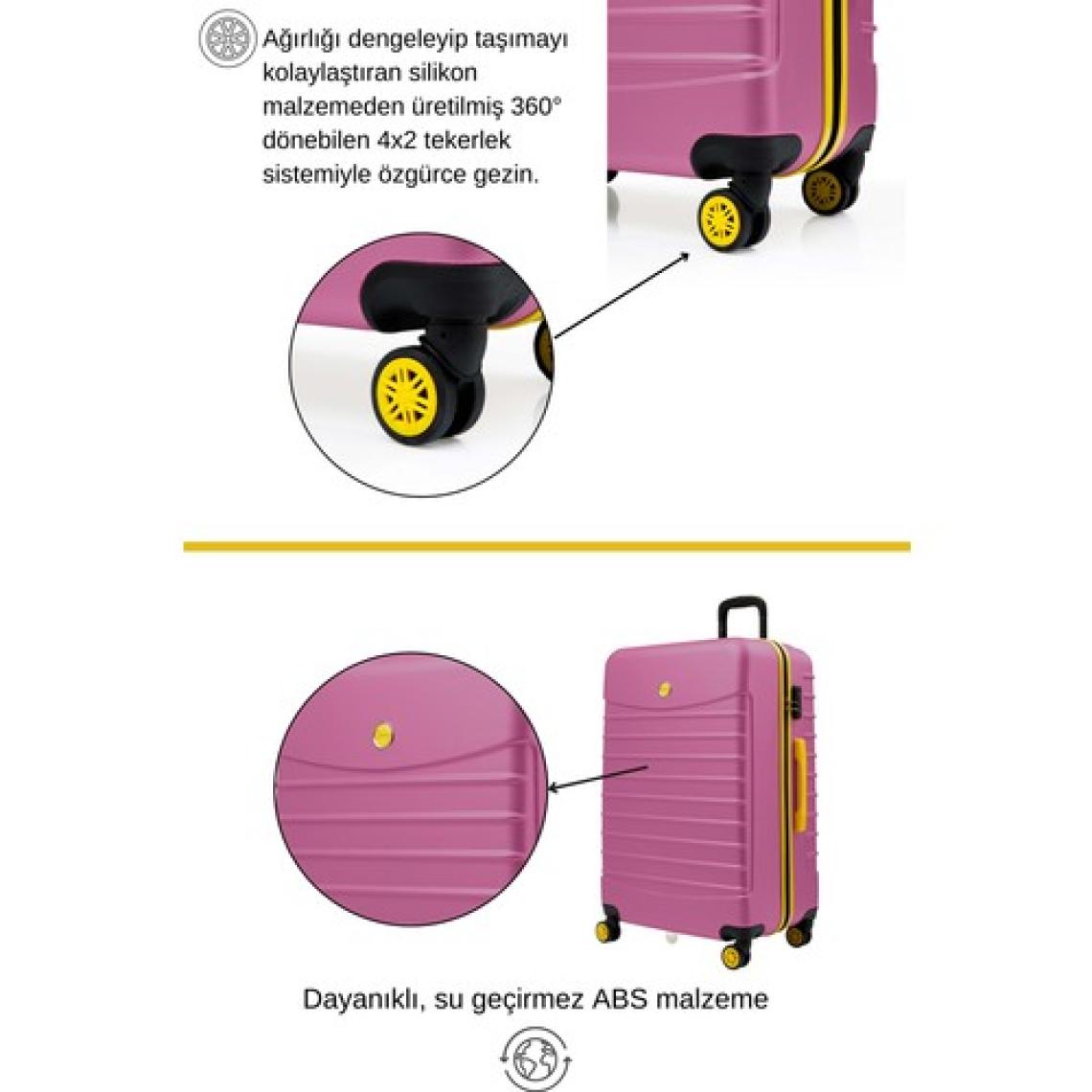 Orta Boy Valiz 4x2 Teker Pembe 1168