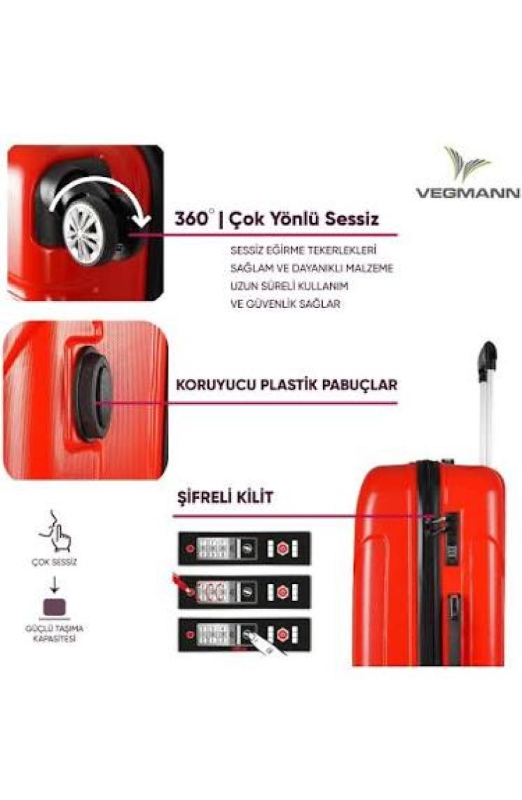 Vegmann Vela Kırmızı 3 Lü Valiz Seti