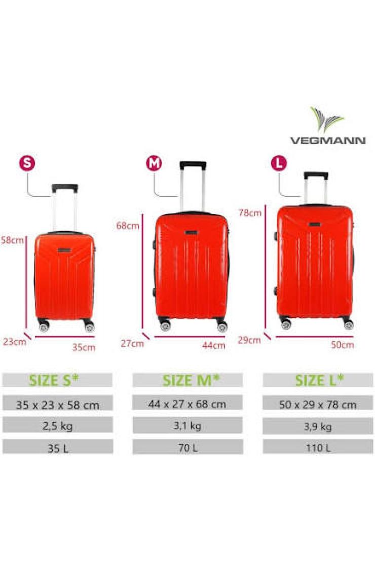 Vegmann Vela Kırmızı 3 Lü Valiz Seti