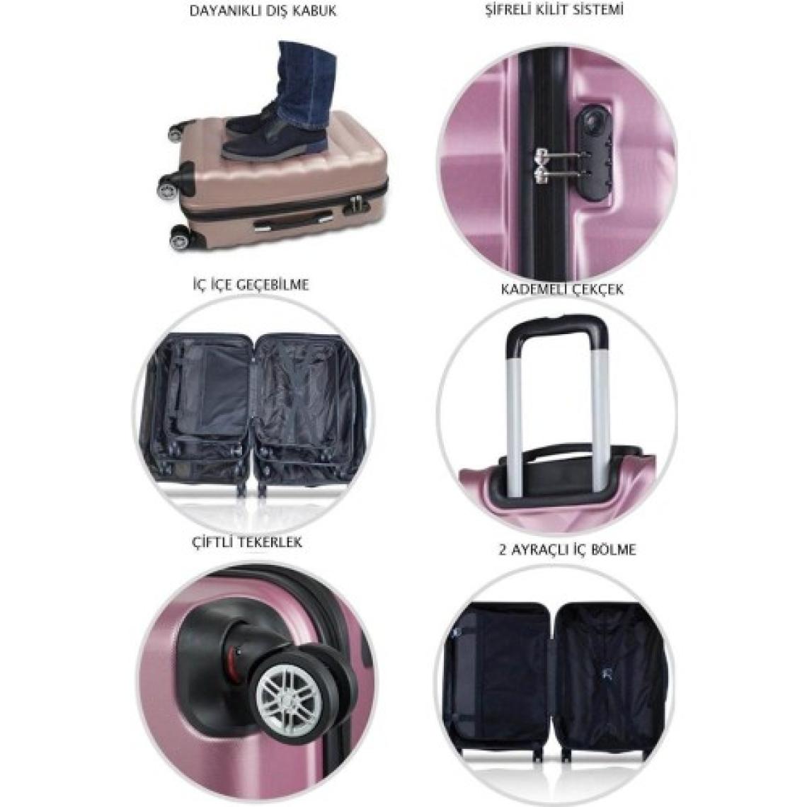 Kabin Boy Valiz 4x2 Teker Rose 1164