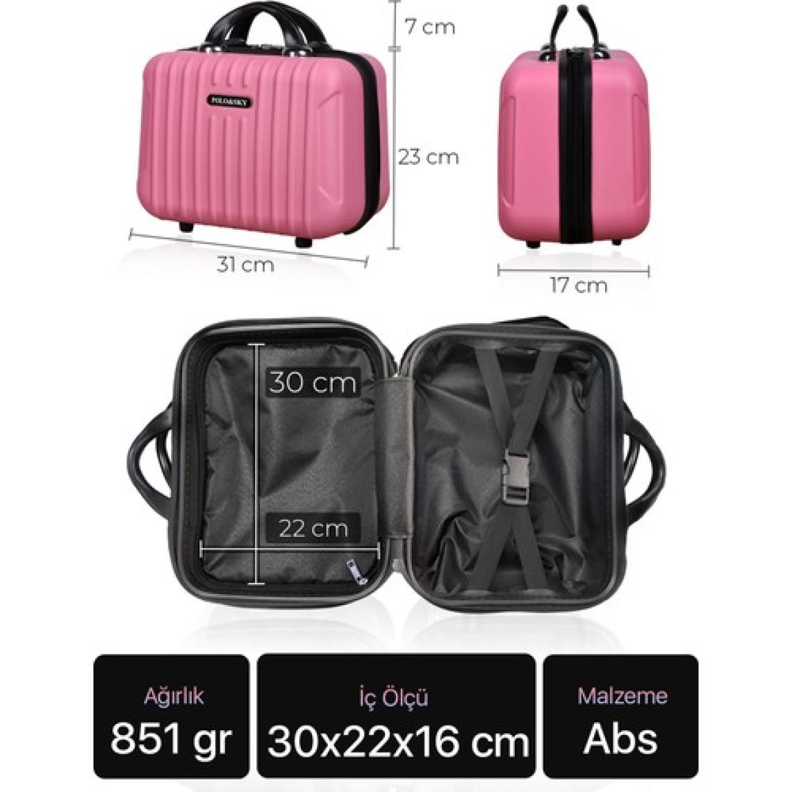 Polo&Sky Class Model Pembe Renk Abs Makyaj Çantası El Valizi