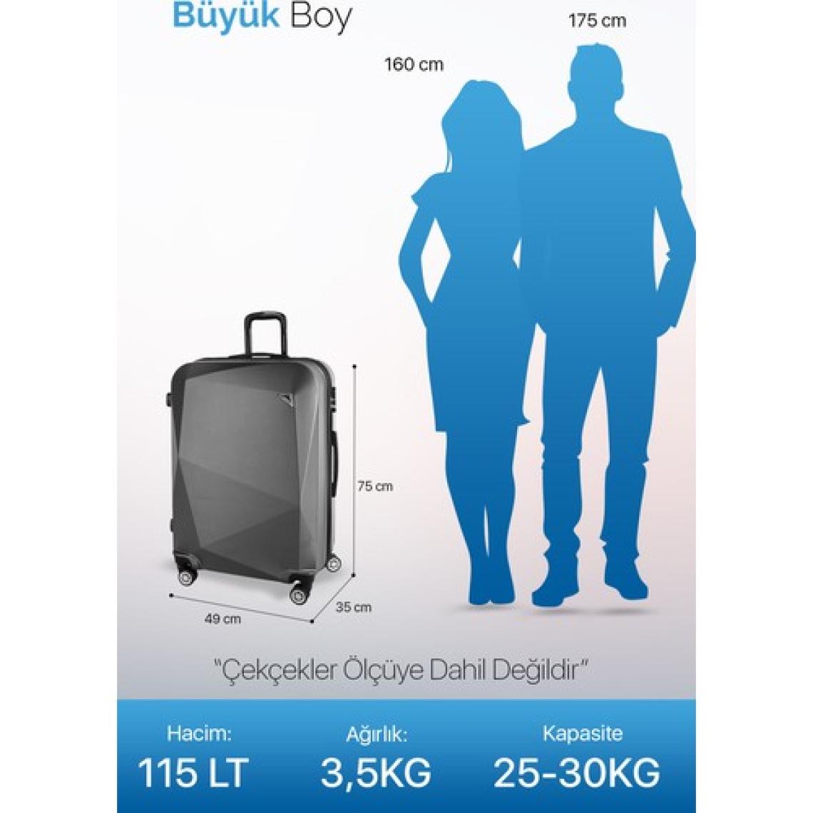 Polo&sky Elmas Model Pembe Renk Büyük Boy Valiz Bavul