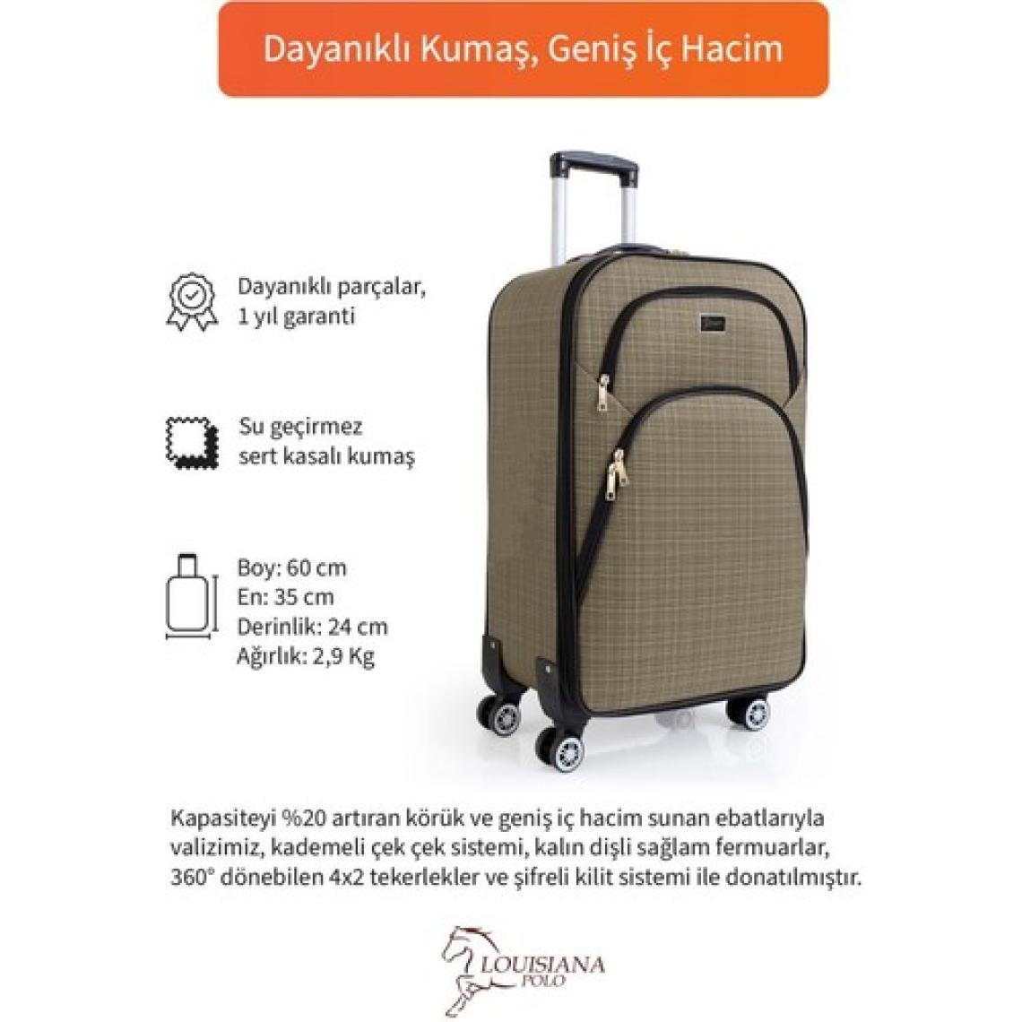 Kabin Boy 4 Teker Kumaş Valiz Bej 1081