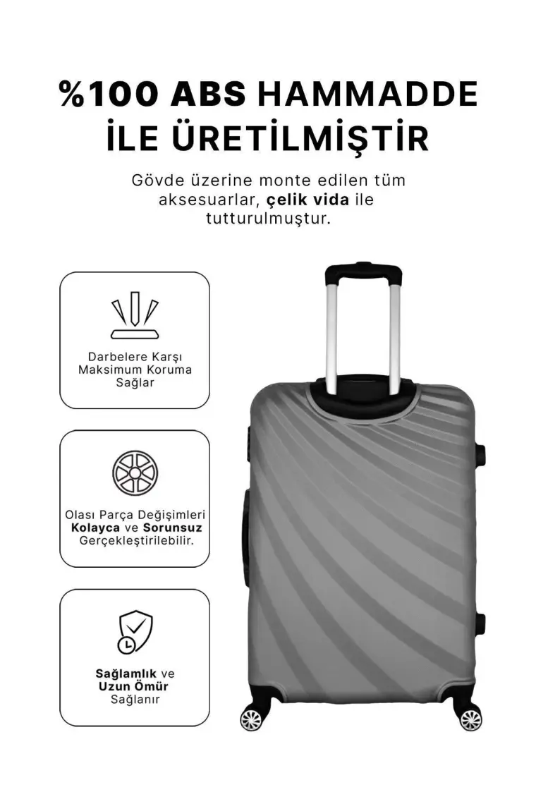 Wexta WX-300 Gümüş Büyük Boy Valiz/Bavul
