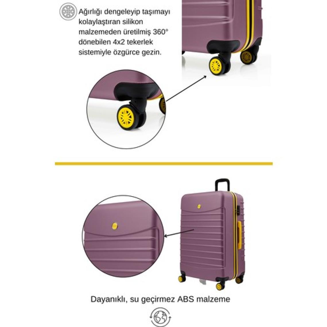 Orta Boy Valiz 4x2 Teker Rose 1168