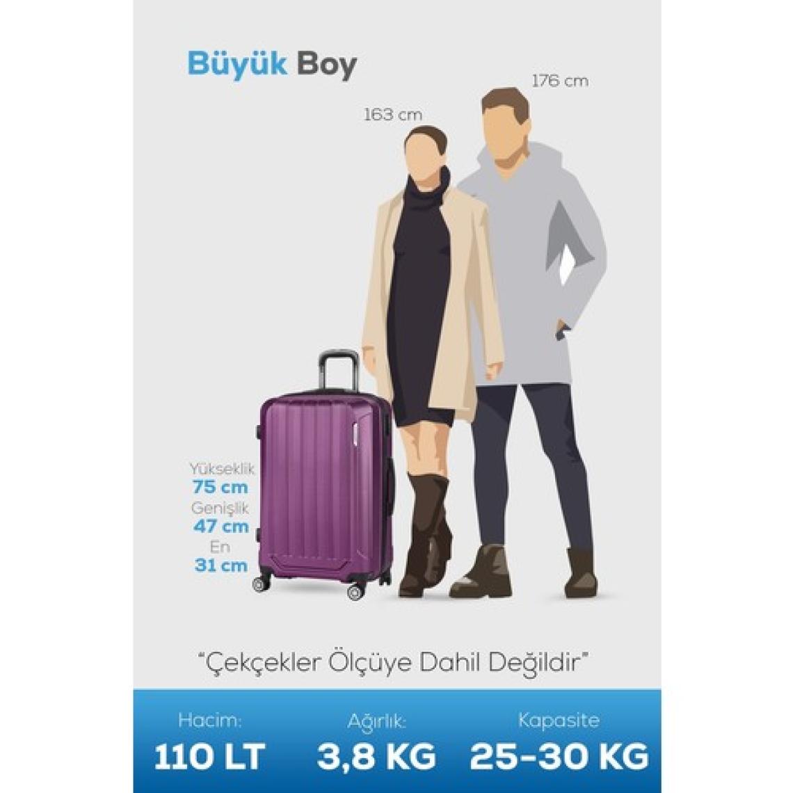 Polo&Sky Spring Model Mor Renk Büyük Boy Valiz Bavul