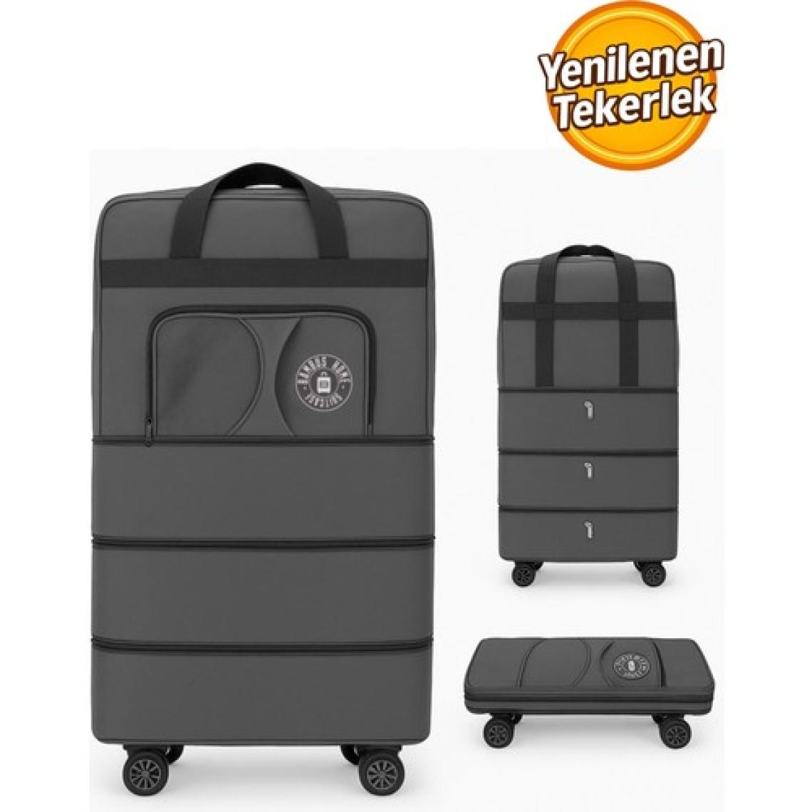 Bambus Home Premium Genişleyebilir 3 Körüklü Fermuarlı Tekerlekli El Valizi-Dev Boy Çanta