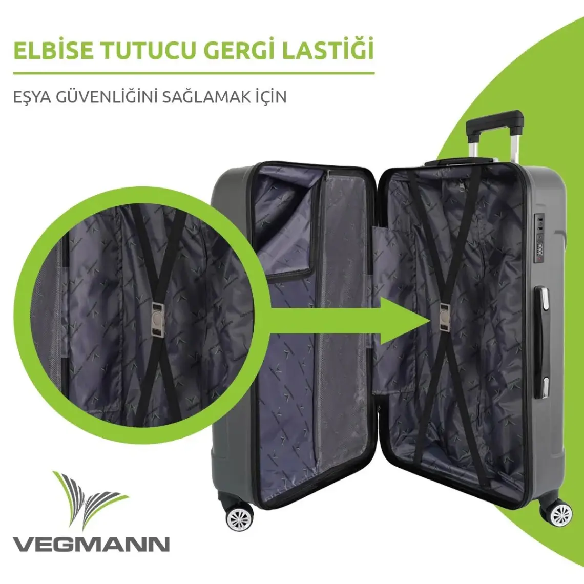 Vegmann Vela Sarı 3 Lü Valiz Seti